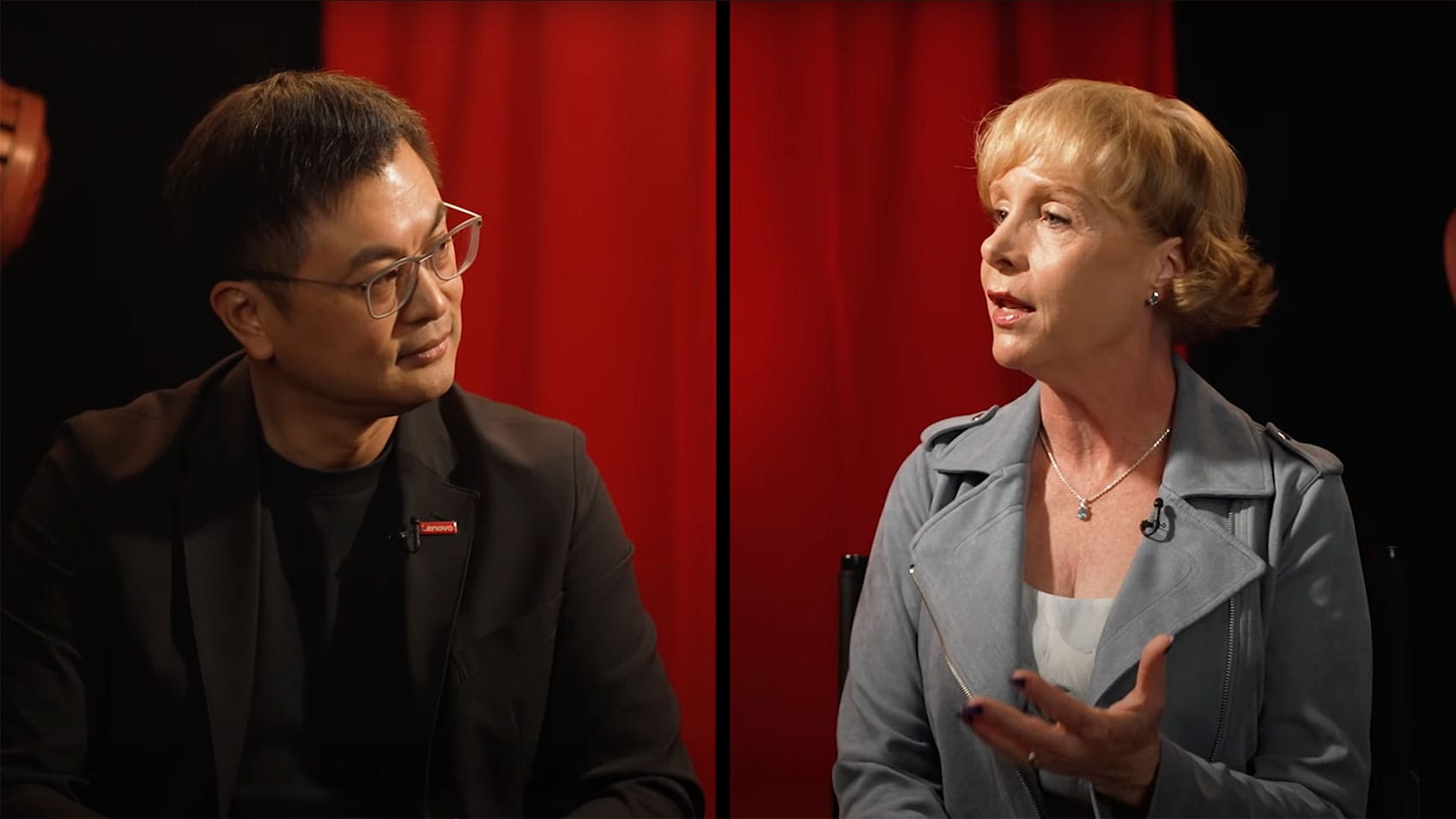 Ken Wong and Kate Swanborg in a discussion.