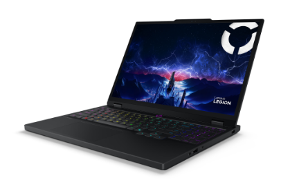 Vue latérale du portable Lenovo Legion 5i avec clavier RVB et écran de jeu immersif.