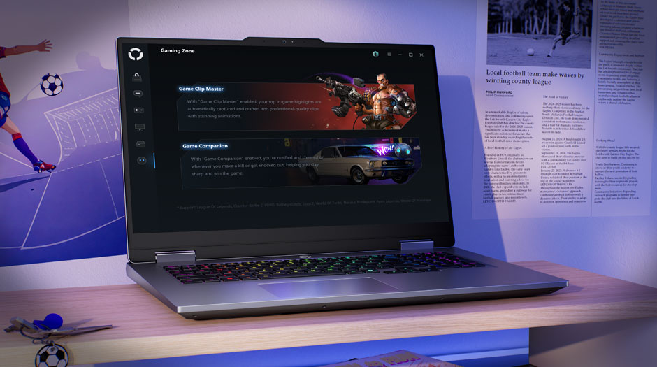 Lenovo LOQ 17IRX10 front facing right with the Gaming Zone UI on the screen.