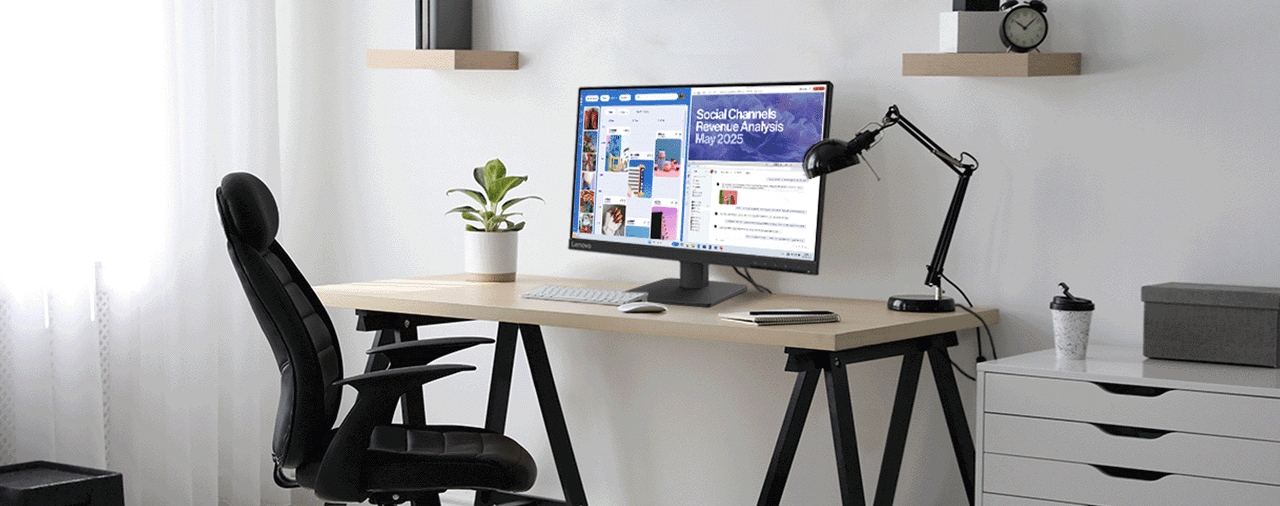 Lifestyle picture shows the monitor is placed in a space that looks comfortable. מסך מחשב L22-4e מבית Lenovo