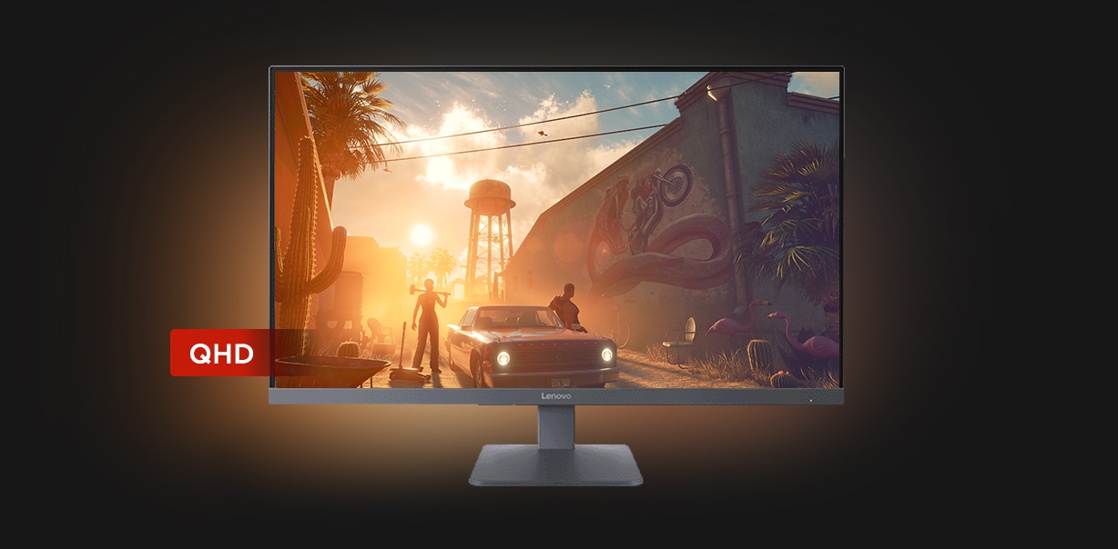 LOQ-32Q-10 gaming monitor displaying vibrant graphics and a sleek design, ideal for immersive gaming experiences.