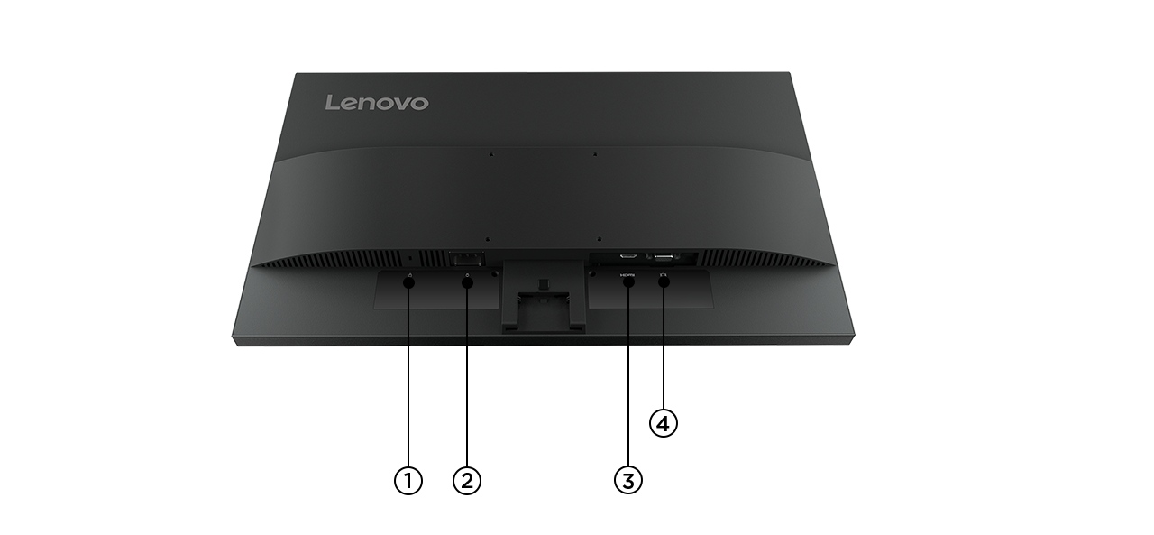 bottom view of monitor L24-4e with all the ports.
