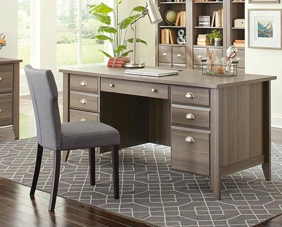 Wooden desktop and chair