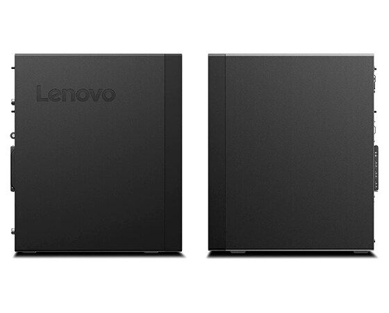 Lenovo ThinkStation P330 Tower, left and right side profile views.