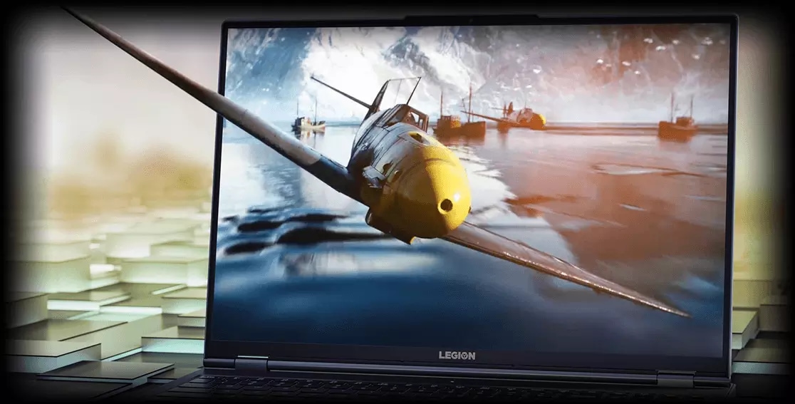 Portable de jeux Lenovo Legion 7 (16" AMD), écran avec visuels en ateliers