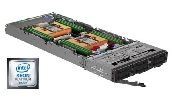 Lenovo ThinkSystem SD530 High-Density Server - cover off, front top facing right