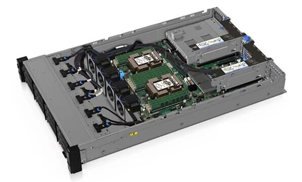 Lenovo ThinkSystem SR550 Rack Server - cover off, top facing left