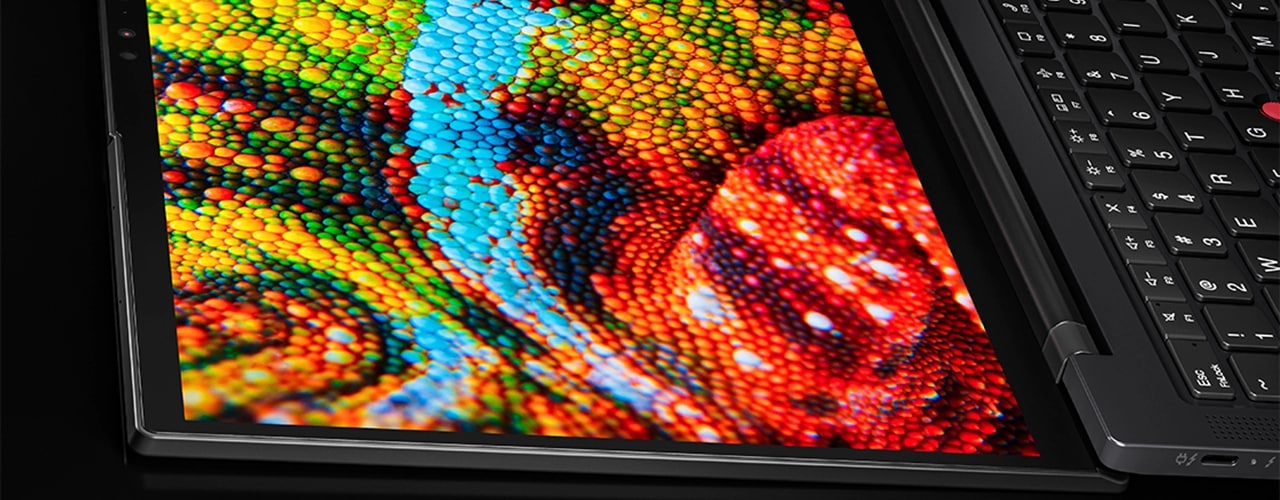 Close-up of Lenovo ThinkPad X1 Carbon Gen 10 laptop display with rich, vibrant colors.