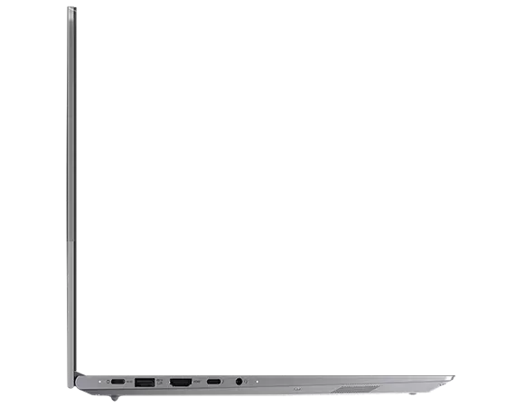 Left profile of the Lenovo ThinkBook 16 Gen 4 laptop open 90 degrees.