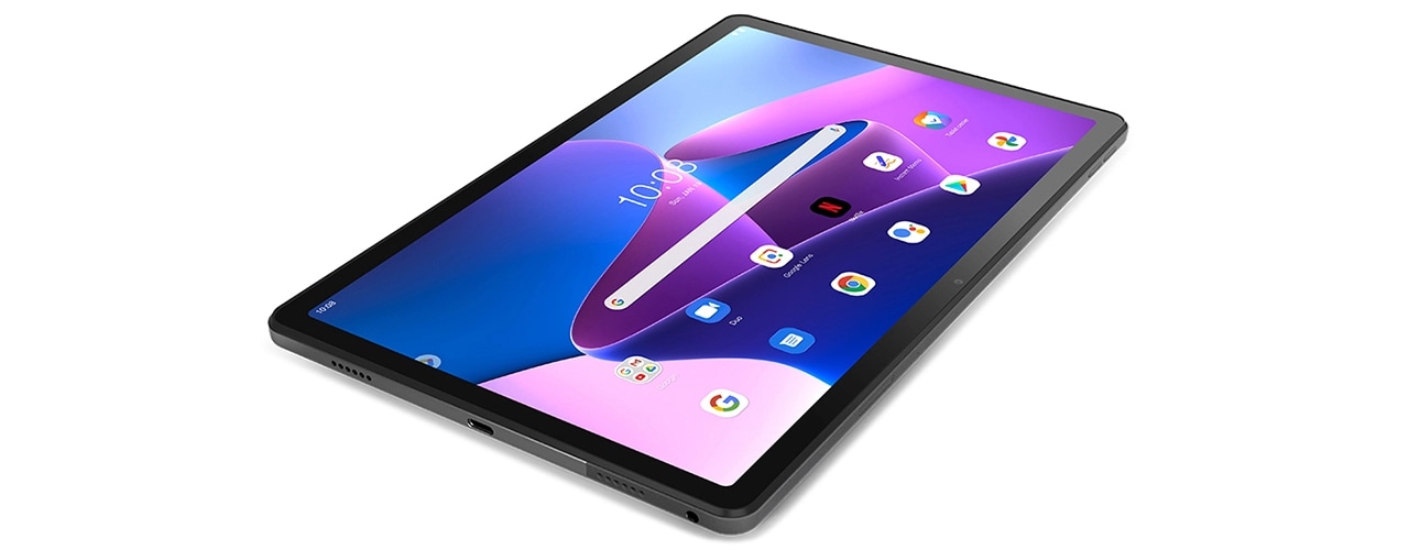 La tablette Lenovo Tab M10+ 128 Go avec son dock de rechargement