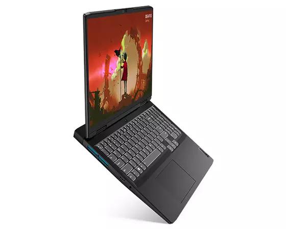 IdeaPad Gaming 3 Gen 7 side view of keyboard and display facing right