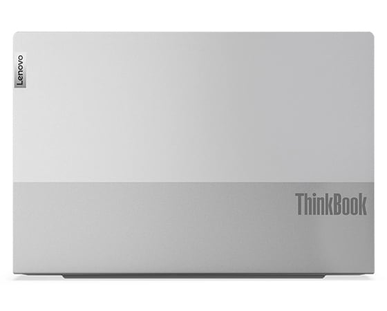 De tweekleurige, zilveren deksel van de Lenovo ThinkBook 14 Gen 4 (Intel)