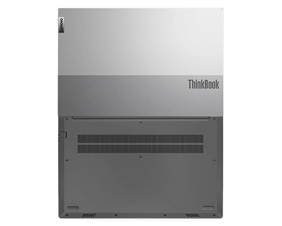 Portable Lenovo ThinkBook 15 Gen 4 (15 » AMD) - vue du dessous, couvercle ouvert à 180 degrés