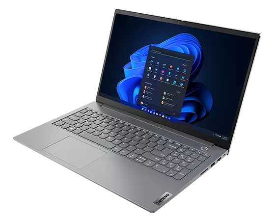 Portable Lenovo ThinkBook 15 Gen 4 (15 » AMD) - Vue avant droite 3/4, couvercle ouvert