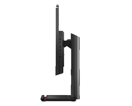 Right side profile view of ThinkCentre M90a Gen 3 AIO on Full Function Monitor Stand, showing edge of display and stand