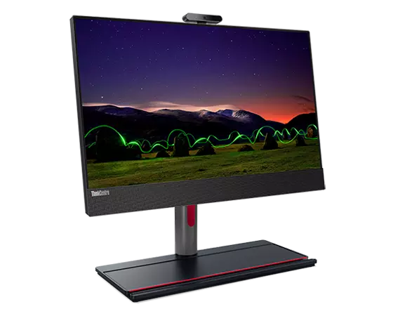 Front facing Lenovo ThinkCentre M90a Pro Gen 3 AIO (23" Intel) at a slight angle, showing display and Full Function Monitor Stand