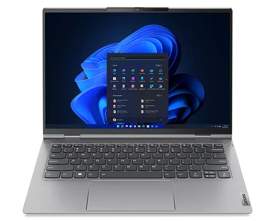Laptop ThinkPad P16 (16&quot;, Intel) abierta en un ángulo de 90 grados, vista frontal.