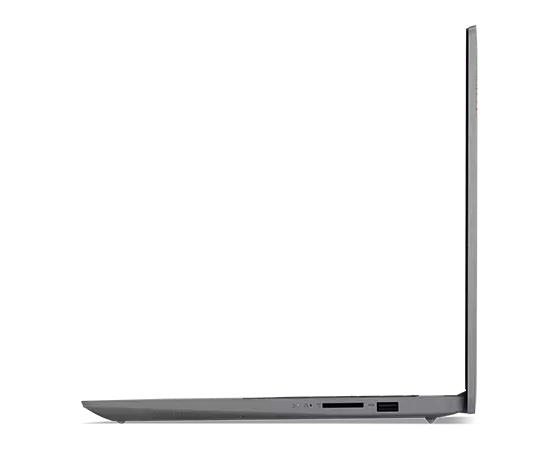 Vue de profil côté gauche du portable IdeaPad 3i Gen 7 Arctic Grey, montrant les ports