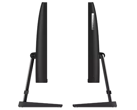 Two IdeaCentre AIO 3 Gen 6 (27" AMD) black facing each other showing left and right side profile views