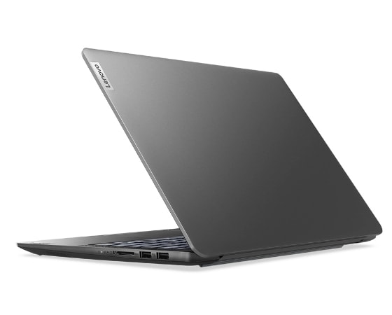 Lenovo IdeaPad 5 Pro Gen 7 Notebook in Storm Grey, Dreiviertelansicht von hinten rechts.