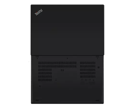 ThinkPad T14 (14″ Intel) Birdseye view of top and bottom cover of fully opened at 180 degrees 