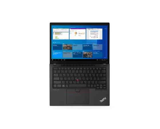 Two Lenovo ThinkPad X13 Gen 2 (13'' AMD) laptops -- left and right side views, back to back, with lids open