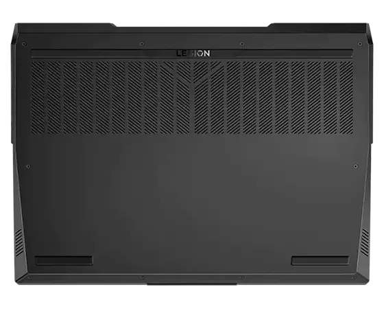 Capot arrière de l’ordinateur portable de gaming Lenovo Legion 5i Pro Gen 7 (16'' Intel), fermé, montrant les évents