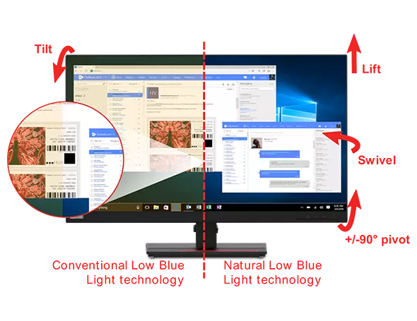 ThinkVision T27h-2L 27" 2K QHD Monitor with Eyesafe (IPS, 60Hz 4ms, HDMI DP USB-C, Phone Holder, Tilt/Swivel/Lift/Pivot)