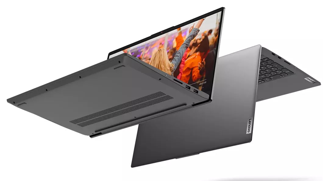 Schuin aanzicht van de zwarte Lenovo IdeaPad 5 (15)-laptop