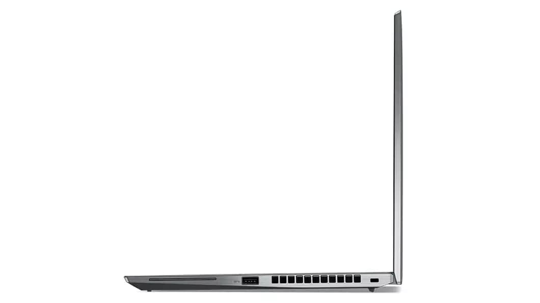 Perfil lateral derecho del portátil Lenovo ThinkPad X13 de 3.ª generación en color Storm Grey.