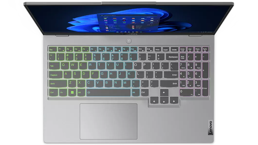 Legion 5i (7.ª geração) de 15'' (38,1 cm, Intel): vista superior do teclado, modelo Cloud Grey