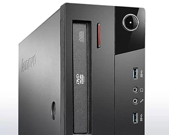 Lenovo ThinkCentre M93/M93p SFF Desktop front detail view of ports and optical drive