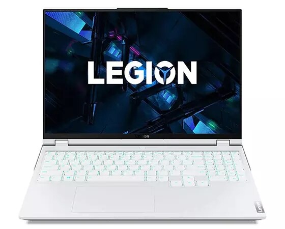 Legion 5i Pro Gen 6 (16″ Intel) Stingray White, front view screen on