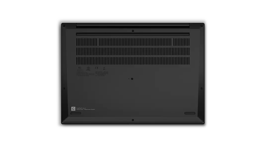 Bottom side of the Lenovo ThinkPad P1 Gen 4 mobile workstation showing vents.