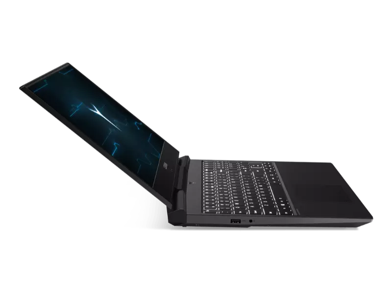 More open left side view of the Lenovo Legion Y7000P with ports