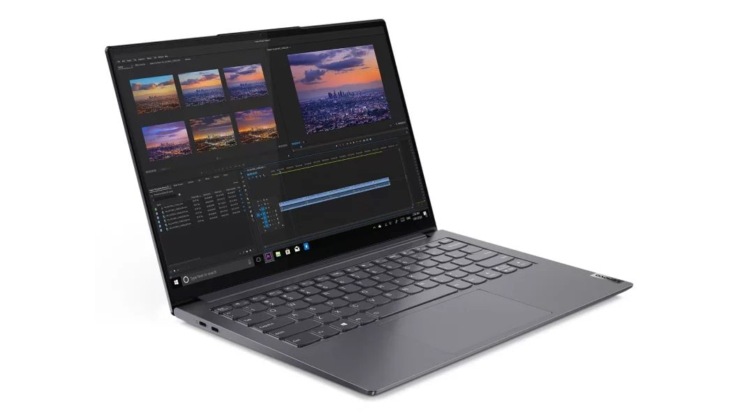image of Lenovo Yoga Slim 7i Pro 14 slate grey laptop left three-quarter view