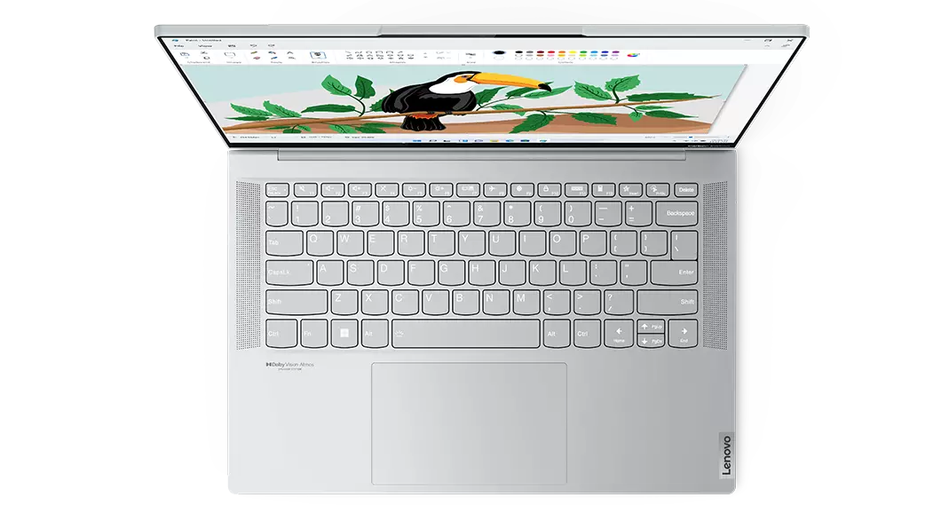 Yoga Slim 7 Carbon Gen 6 (14, AMD), Cloud Grey, top view of keyboard
