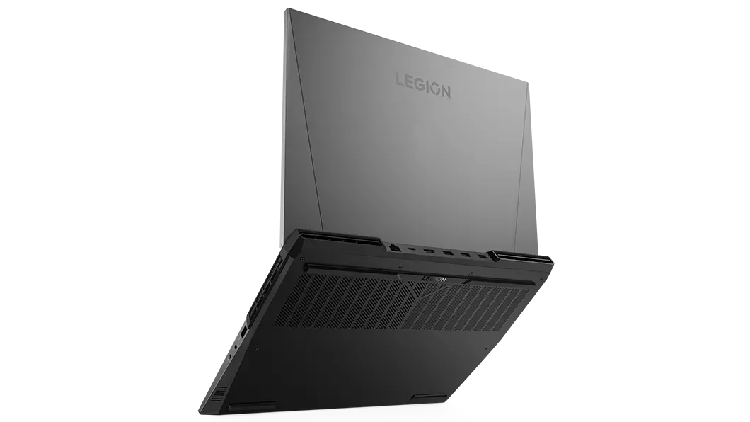 Side-view of the top and rear cover of Lenovo Legion 5i Pro Gen 7 (16, Intel) gaming laptop, opened