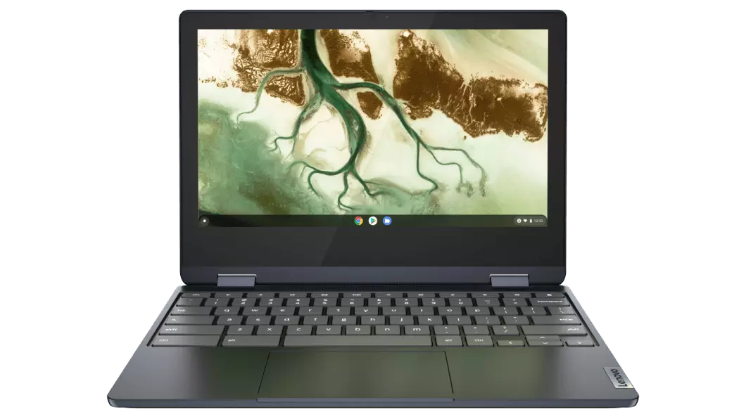 IdeaPad Flex 3i Chromebook Gen 6 (11, Intel) in Abyss Blue front facing with keyboard showing