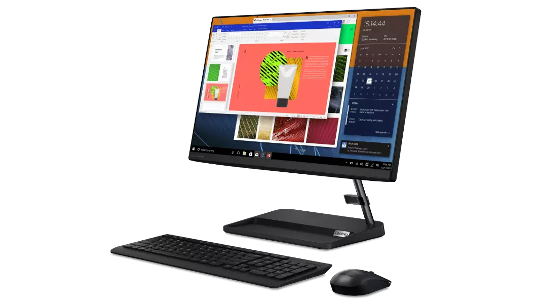 IdeaCentre AIO 3i Gen 6 (22, Intel) black three-quarter right view keyboard and mouse sold separately