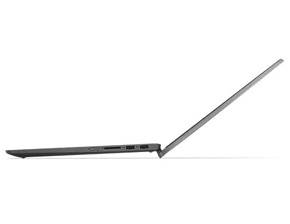 Vista de perfil derecho del portátil 2-en-1 Lenovo IdeaPad Flex 5 de 7.ª generación [35,56 cm (14''), AMD], en modo portátil, con la tapa abierta y apoyado sobre la bisagra desplegable