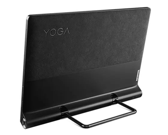 Yoga Tab 13 tourné vers la droite, écran allumé en appel vidéo