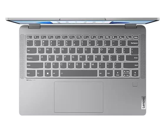 Tastatur og styreflate på den bærbare IdeaPad Flex 5 Gen 8 sett ovenfra og ned