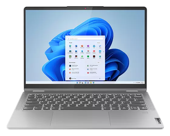 Vue avant du portable IdeaPad Flex 5 Gen 8 avec l’écran allumé