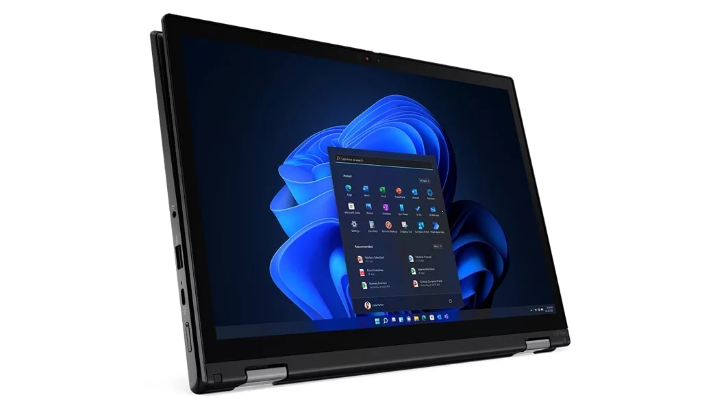 ThinkPad L13 Yoga Gen 3 laptop tablet mode facing right, showing display