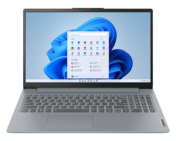 Front facing Lenovo IdeaPad Slim 3i Gen 8 laptop showing 15 inch display & keyboard.