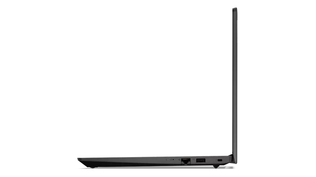 Right-side profile of Lenovo V14 Gen 3 (14, Intel) laptop, opened 90 degrees, showing edge of display and keyboard, plus ports