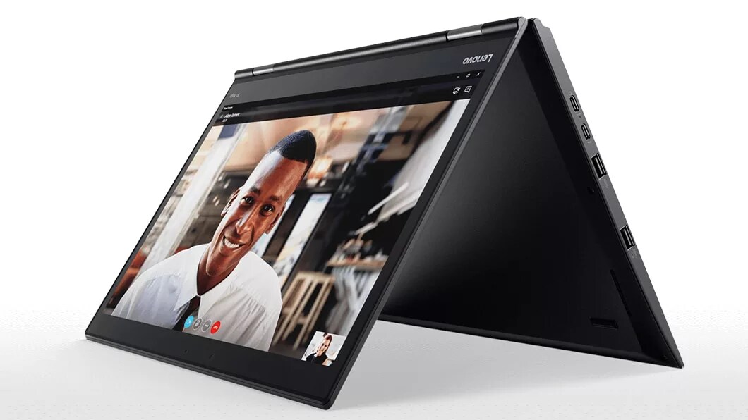 Lenovo ThinkPad X1 Yoga in Black Side View in Tent Mode