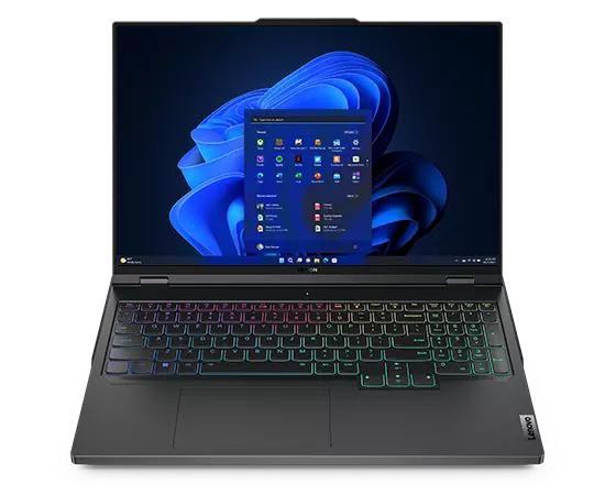 Vista frontale con tastiera con illuminazione RGB di Legion Pro 7i di ottava generazione (16" Intel)