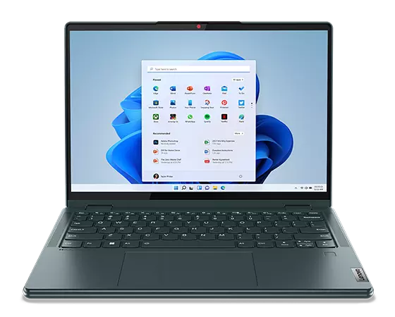 Bærbar Lenovo Yoga 6 Gen 8-computer set forfra med tændt skærm